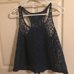 Navy blue lace top